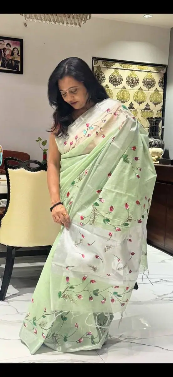 Mint floral saree