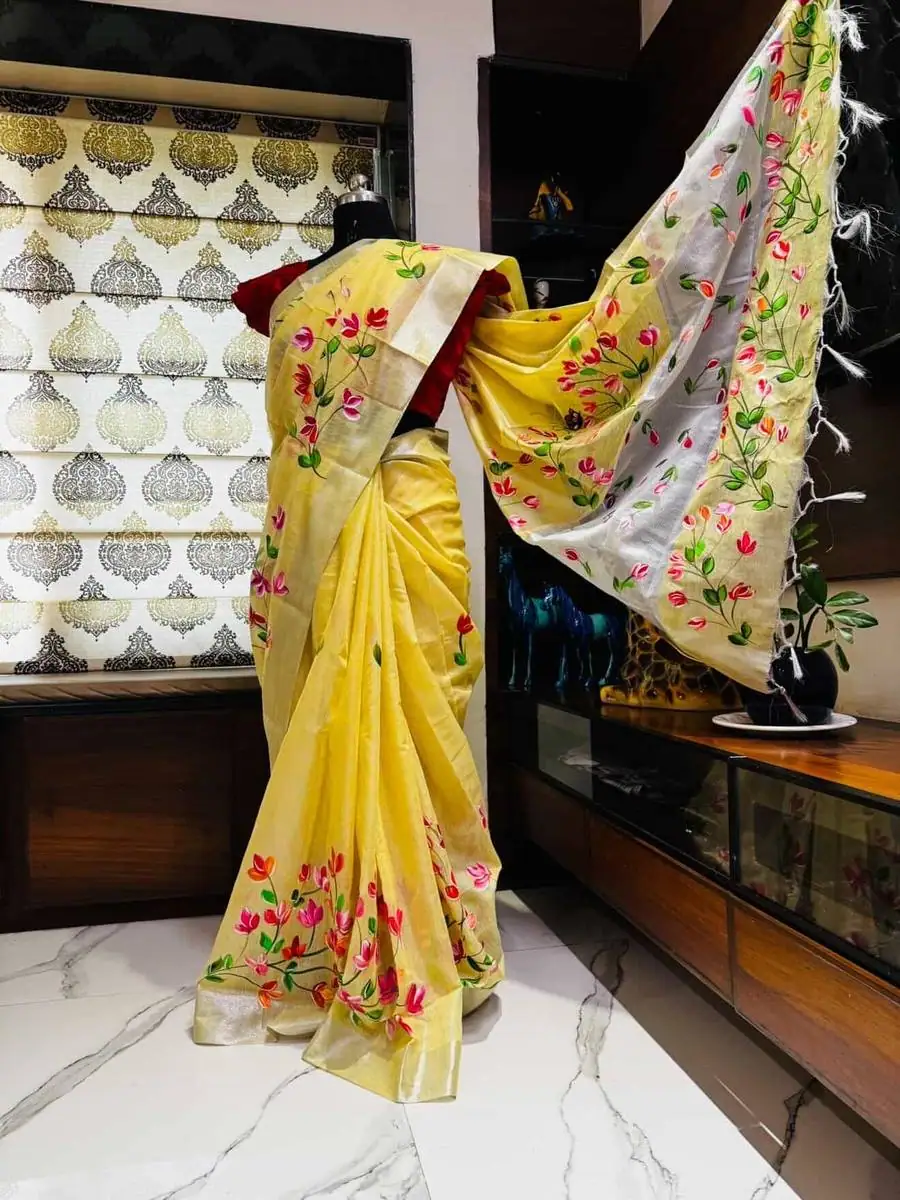 Yellow tulip saree