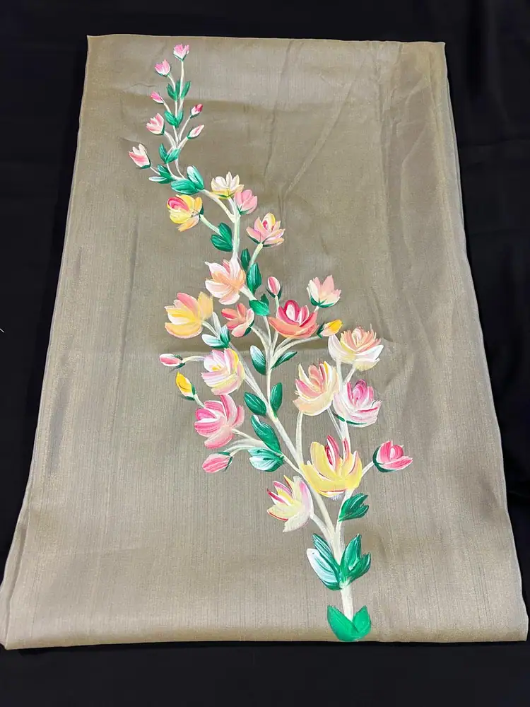 Grey Dress Material with Yellow Flowers